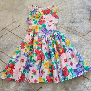 Vintage 80s/90s Sarah Too by Sarah Kent Girls Dress Size 5 Made in USA Floral
